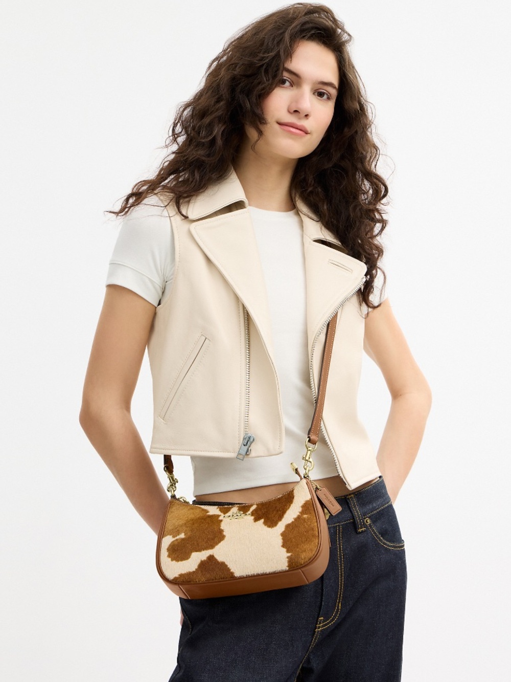 NWT Coach Outlet Teri Shoulder Bag In Haircalf With Cow Print - Picture 7 of 7